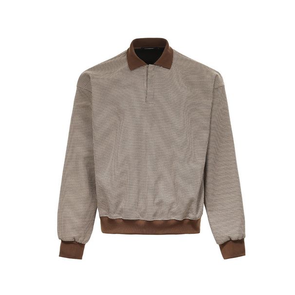 Loose Plaid Turn-Down Sweatshirt Men's Vibe Street Fashion Color Block Patchwork Polo Collar Top Sports Shirt Spring_viptrois.com