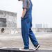 Man's clothing Light blue overalls men's trend loose straight leg cargo denim suspender Daddy retro jumpsuit_viptrois.com