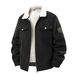 Men's Corduroy Jacket With Fleece Lining - Winter Workwear Coat, Thickened Polyester Utility Outerwear For Casual & Street Style (Black/Brown/Khaki)_viptrois.com