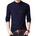 Men's Wool Sweater Winter Warm Slim Fit Semi-Turtleneck Knitwear Casual Pullover (Red, Gray, Black, Camel, Brown, Navy)_viptrois.com