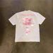 Heavyweight Pure Cotton Oversized T-Shirt For Couples Loose Short-Sleeved Men's And Women's Pink Rose Print Top_viptrois.com