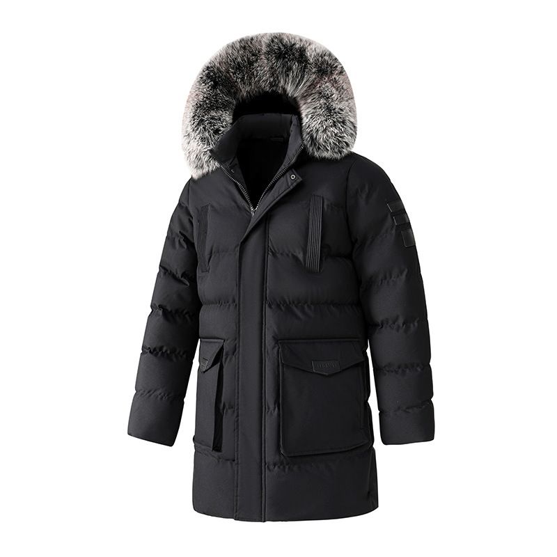 Men's Plus Size Detachable Hooded Winter Parka With Faux Fur Trim – Heavyweight Long Coat For Cold Weather_viptrois.com