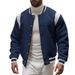 Men's Heavyweight Velvet Baseball Jacket – Stand Collar Flight Bomber (Navy Blue, Big Red, Black, Light Gray, Dark Gray, Apricot, S-XXXL)_viptrois.com