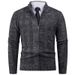 Men's Autumn And Winter Zipper Cardigan Sweater European And American Fashion Stand-up Collar Twisted Knitted Jacket Men_viptrois.com