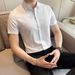 Men's Clothing Summer Short Sleeved Mercerized Shirt Men's Solid Color Non Iron Anti Wrinkle Business Senior Shirt_viptrois.com