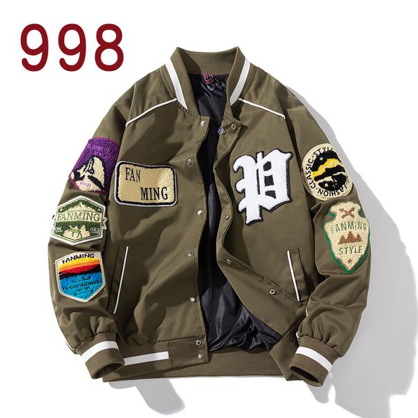 Men's Clothing Street Fashion Baseball Jacket Men's Spring New Terry Velvet Badge Embroidery Padded Jacket Hooded Jacket Women's Red_viptrois.com