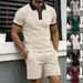 Men's Color Blocked Polo Shirt Turn Down Collar Half Zip Closure Casual Suit With Pockets New Summer_viptrois.com
