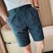 Men's Summer Slim Fit 5-Inch Dress Shorts – Subtle Pinstripe Luxury Casual Trousers (Breathable Polyester, Micro-Stretch, British-Inspired Tailoring)_viptrois.com