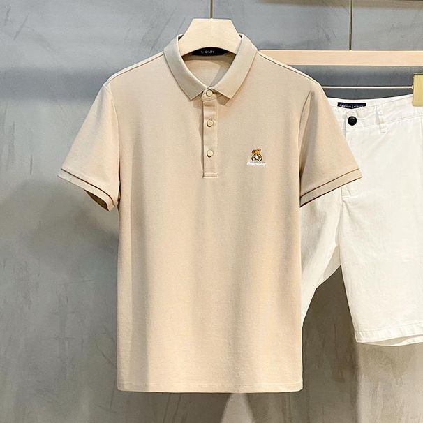 Men's Clothing Wholesale Summer New Men's Short Sleeved T Shirt Slim Lapel Polo Shirt Men's Youth Trendy Casual Tops T Shirt_viptrois.com