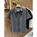 Men's Textured Wheat Ear Pattern Polo Shirt Short Sleeved Summer Heavyweight Trendy Brand Turn Down Collar Shoulder Design American_viptrois.com