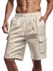 Premium Products 2025 New Men's Multi Pocket Solid Color Loose Casual Drawstring Five Quarter Pants, Lightweight And Breathable Shorts_viptrois.com