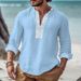 Men's Clothing Men's Fashion Printed Casual Long Sleeved Stand Up Collar Shirt_viptrois.com