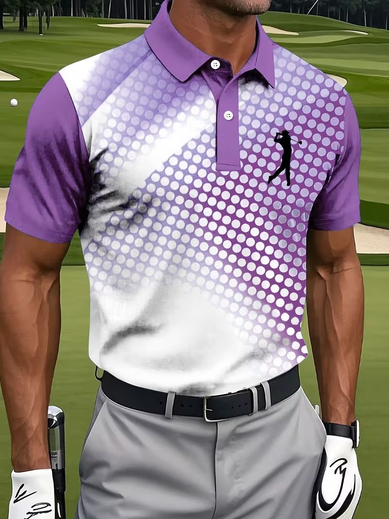 Men's Clothing Golf Ball Pattern Polo Shirt 3D Print Business Short Sleeve Fashion Top For Men New Style_viptrois.com