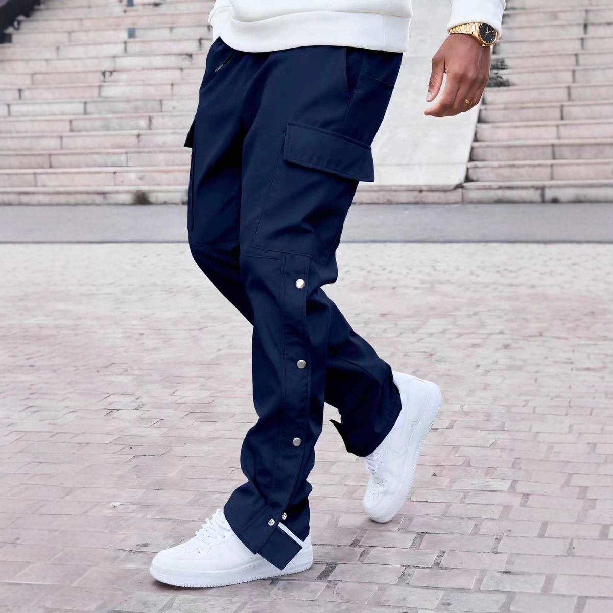 Men's Vintage Cargo Pants – Button-Front Utility Pants With Multi-Pockets (S-XXXL, Black/Khaki/Navy/Gray/Army Green)_viptrois.com