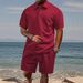 Men's Casual 2-Piece Set - Breathable Polo Shirt & Shorts, Summer Athletic Outfit (7 Colors, S-XXXL) | Lightweight Polyester, Trendy Streetwear_viptrois.com