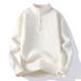 Solid Color Sweater For Men American Style Henley Collar Loose Vintage Knitted Autumn Winter Warm Coat_viptrois.com