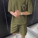 Men's Clothing T Shirt Shorts Simple Thin Two Piece Set_viptrois.com
