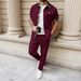 Men's Summer Casual Shirt And Trousers Set Short Sleeved Drawstring Design Fashionable Lapel 2 Piece Outfit For Men_viptrois.com