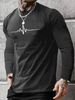 Men's Long Sleeved Round Neck Black T-shirt Top Loose 100 Cotton Tops_viptrois.com