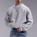 Men's Clothing Knitted Sweater Y2K Retro Knit Sweater With Embroidery - Light Grey Oversized Round Neck Pullover For Teens & Young Adults_viptrois.com