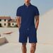 Men's Clothing Lapel Jacquard Fabric Thin Short Sleeved Casual Sports Shirt Suit_viptrois.com