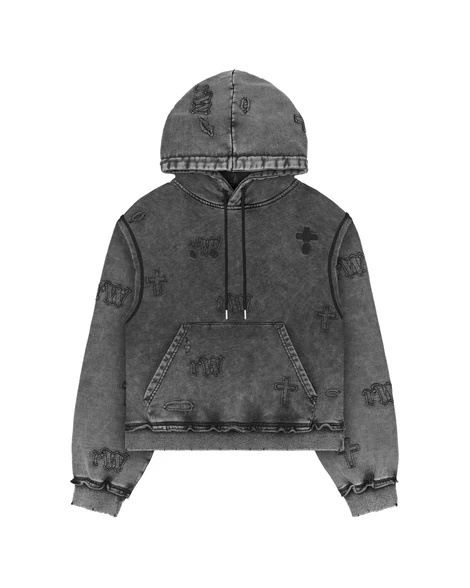 Men's Clothing Hip Hop Dark Patch Embroidered Hoodie Personality Design High Street Loose Men And Women Sweatshirt_viptrois.com