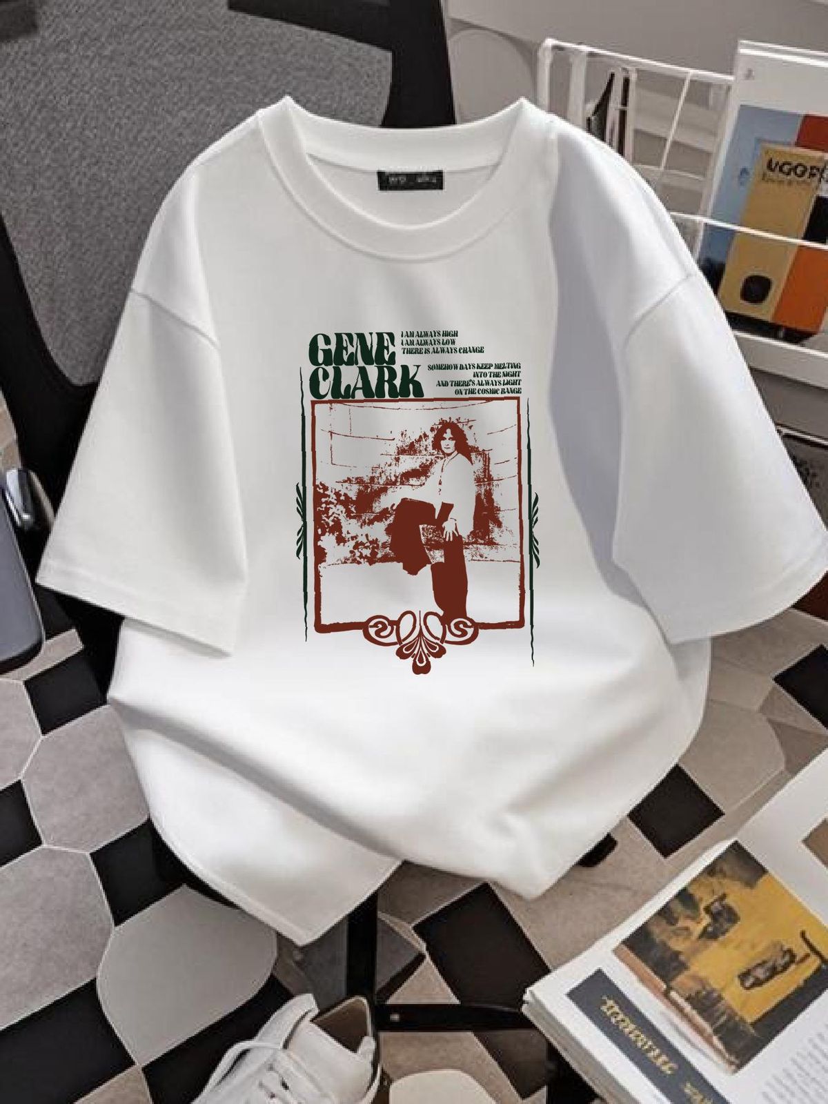 Gene Clark The Byrds Men T-shirt White Cotton Tee All Sizes S To 345XL FF1701 Designer Clothes Top For Everyday Wear Versatile Stretched Soft_viptrois.com