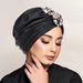 New Fashionable Muslim Multi-color Headscarf Hat With Two Buttons On The Forehead, Women's Versatile Pullover And_viptrois.com