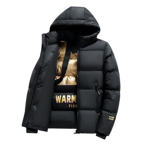 Winter Black And Gold Cotton Coat For Men With Hooded Loose Coat Graphene Cotton Coat Thickened Warm Cold Proof Cotton Coat_viptrois.com