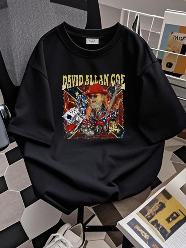 David Allan Coe T Shirt World Tour Charcoal Shirt Classic Style Vtg NH1467 Unisex Graphic Top For Everyday Wear Comfortable Designer Clothes_viptrois.com