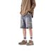 Men's Clothing Workwear Denim Shorts Men's High Street Fashion Straight Leg Fall Feeling Large Pocket Wide Leg Retro Cropped Trousers_viptrois.com