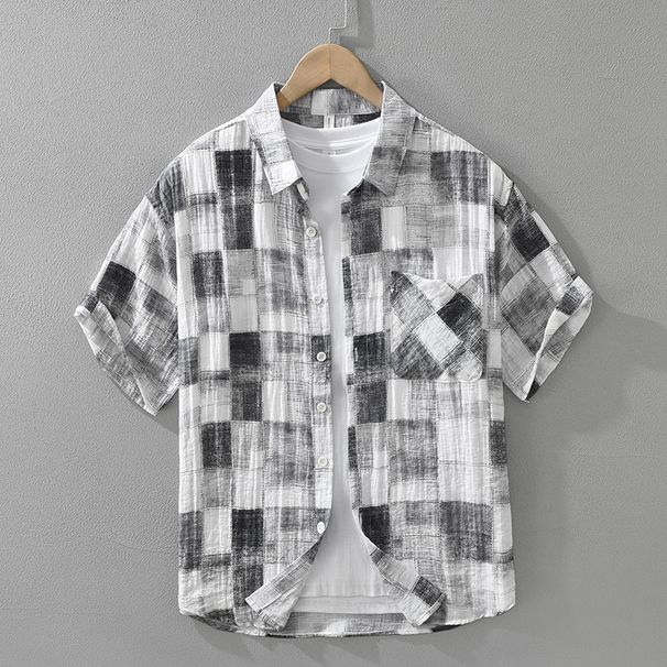New Printed Short Sleeved Shirt For Men, Fashionable And Versatile, Artistic And Casual Loose Top_viptrois.com