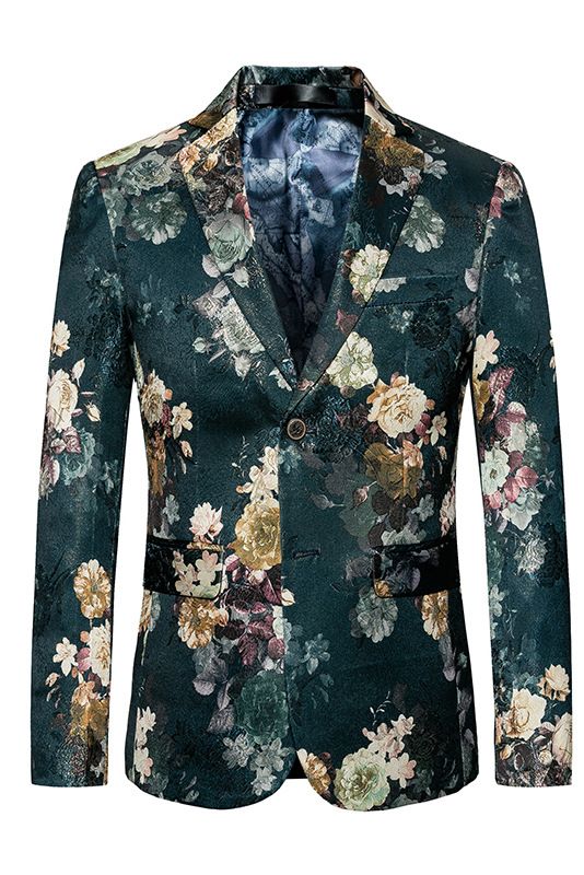 Man's clothing Men's floral suit jacket slim-fit two-button casual suit man_viptrois.com