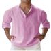Spring Summer New Men's Trendy Stand Collar Loose Sports Solid Color Long Sleeve Pullover Pure Cotton Pocket Shirt_viptrois.com
