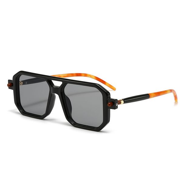 New Sunglasses Fashion Street Shot Square Large Frame Sunglasses Trendy Double Beam Retro Swing Sunglasses_viptrois.com