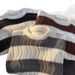 Men's Striped Knit Sweater – Oversized Crewneck Pullover With Contrast Color Blocking, Japanese Minimalist Style Casual Loose Fit_viptrois.com