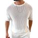 Men's Clothing Summer New Knitted T Shirt Hollow Round Neck Short Sleeve Thin Top Outdoor Men's Clothing_viptrois.com