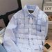 Men's Clothing Niche Chic Woven Plaid Striped Shirt Long Sleeved Top Jacket_viptrois.com