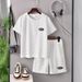 Kid's Clothing 2024 Spring and Summer Three-dimensional White Fabric Short-sleeved T-shirt & Shorts Two-piece Set_viptrois.com