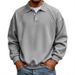 Men's Clothing Simple Knitted Lapel Button Men's Casual Knit Sweater – Button-Up Collar & Relaxed Fit (Solid Colors, Poly-Cotton Blend)_viptrois.com