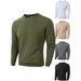 Men's Slim Fit Long Sleeve Casual T-Shirt With Checkered Pattern - Soft Polyester Crew Neck Top For Autumn/Winter (S-XXXL)_viptrois.com
