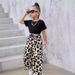 Kids’ Clothing Girls' Summer Leopard Print Trousers Suit New Children's Casual And Fashionable Two Piece Suit_viptrois.com
