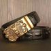 Crocodile pattern men's leather belt personality dragon head retro dragon claw automatic buckle leather belt trouser belt_viptrois.com