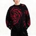 Dark Streetwear Knit Sweater - Cosmic Star Print, Distressed Hem & Fringe Detail, Punk Gothic Style For Men (Black, S/M/L)_viptrois.com