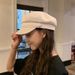 Spring Summer Thin Women Simple Cotton Linen Navy Fashion Versatile Sun Protection Flat Top Duckbill Hat Beret_viptrois.com