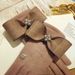 2020 Autumn/Winter New Split Finger Cookie British Pattern Bow Style Wool Cashmere Gloves for Women_viptrois.com