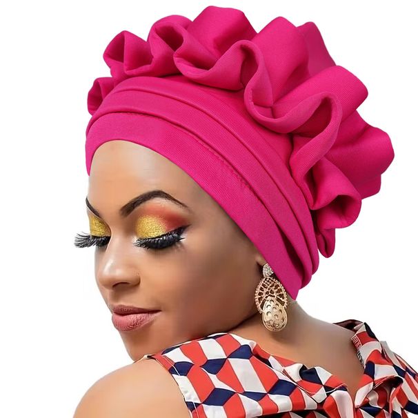 Hot Selling African Turban Hats Cross Border New Fashion All Match Solid Color Pineapple Flower Turban Hats For Women_viptrois.com