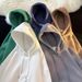 Pure Dark Green Solid Color Hooded Fleece Sweatshirt For Men, Autumn And Winter Basic New Casual White Jacket_viptrois.com