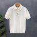 Casual Knitted T-Shirt Short Sleeved Simple Solid Color Comfortable Breathable Top Hong Kong Style Fashion Trendy_viptrois.com