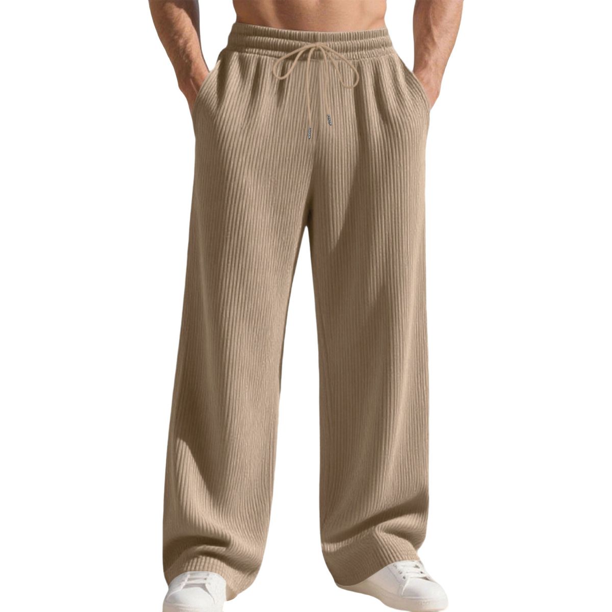 Men's Heavyweight Hip-Hop Sweatpants – Relaxed Fit, Straight-Leg Joggers With Jacquard Stripes For Casual & Streetwear_viptrois.com